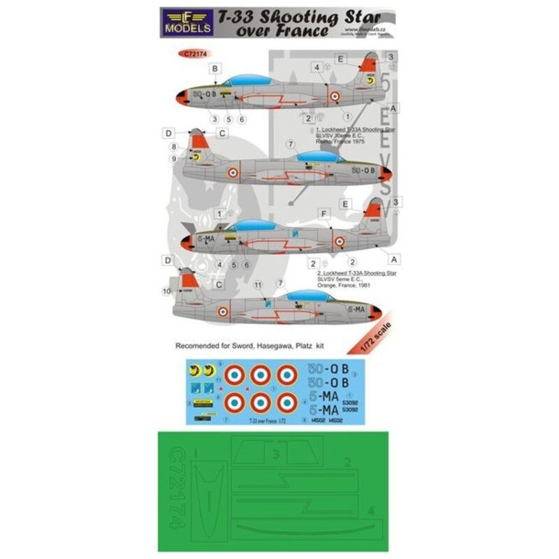 T-33 Shooting Star over France (designed To Be Farming with Sword, Platz and Hasegawa kits)