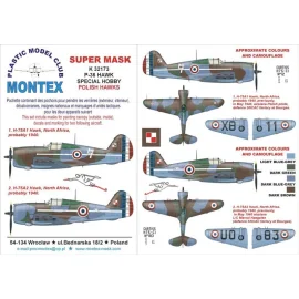 Curtiss P-36 HAWK 2 canopy mask (exterior and interior) + 4 insignia masks + decals (designed To Be Farming with SPECIAL HOBBY k