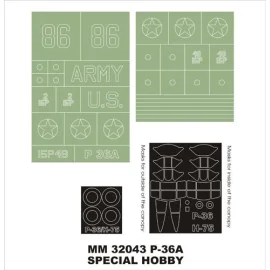 Curtiss P-36A 2 canopy masks (exterior and interior) + 2 insignia masks (designed to Be Farming with Special Hobby kits)