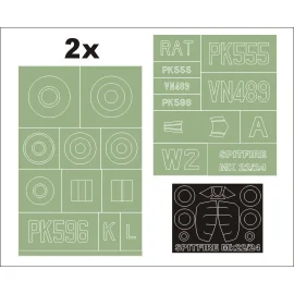 Supermarine Spitfire canopy masks Mk22-24 1 (exterior) + 2 insignia masks (designed to Be Farming with Revell kits)