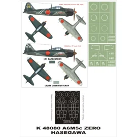 Mitsubishi Zero 2 A6M5c canopy mask (exterior and interior) + 2 insignia masks (designed to Be Farming with Hasegawa kits)