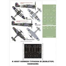 Hawker Typhoon Mk.IB 2 canopy mask (exterior and interior) + 2 insignia masks (designed to Be Farming with Hasegawa kits)