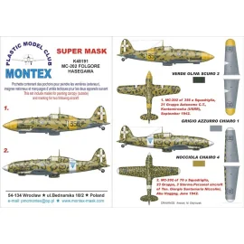 Macchi C.202 1 canopy mask (exterior) + 1 insignia masks (designed to Be Farming with Hasegawa kits)