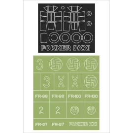 Fokker D.XXI 2 canopy masks (exterior and interior) + 1 insignia masks (designed to Be Farming with Special Hobby kits)