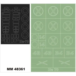 Heinkel He 70 2 canopy masks (exterior and interior) + 1 insignia masks (designed to Be Farming with AZ MODELS kits)