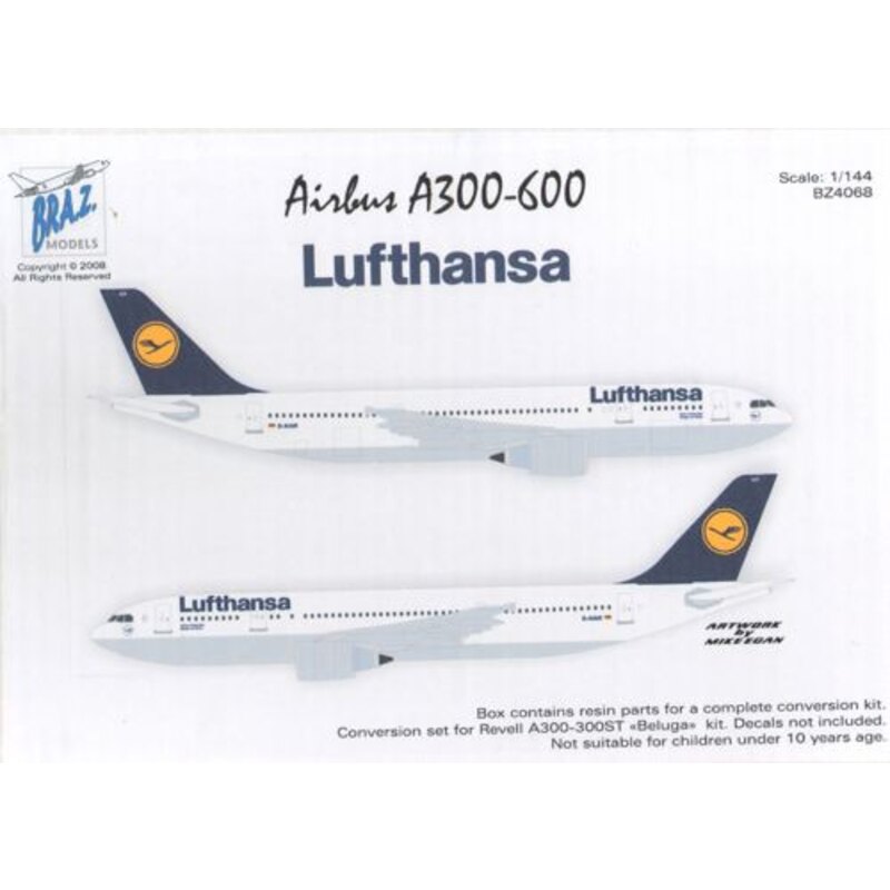 A300-600 Conv. voor Revell Beluga Lufthansa muurdecoratie