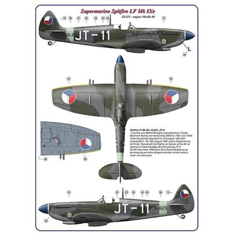 312 th Squadron RAF, Part II / 2 decal version: Supermarine Spitfire LF Mk.IXe, TE523,EV-13+SL625,JT-11, DuoJ