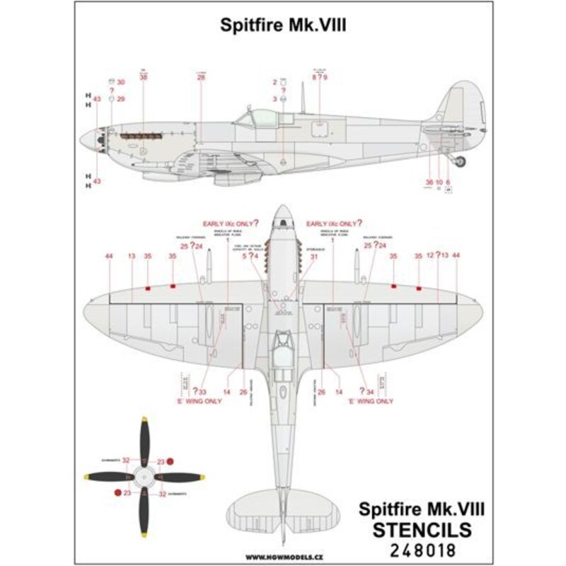 Supermarine Spitfire Mk.VIII Stencils