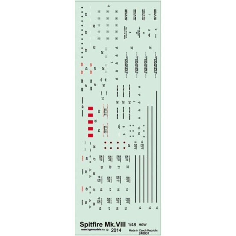 Supermarine Spitfire Mk.VIII Stencils