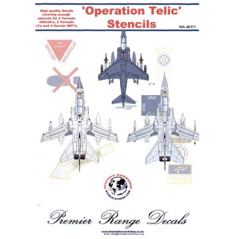 Operation Telic Stencils. Typical stencil data as applied to RAF Panavia Tornado F.3 x 2, Panavia Tornado GR.4/GR.4A x 4 and BAe