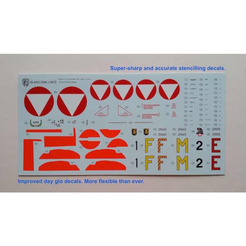 SAAB J-29F Tunnan Austrian, injection molded plastic kit incl PE parts & Cartograf decals