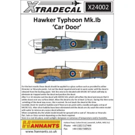 Hawker Typhoon Mk.Ib Car Door (5) JR365 HE-P 263 Sqn RAF Harrowbeer 1944 - R7698 Z-Z 609 Sqn Wng/Co Denis E.Gillan RAF Duxford 1
