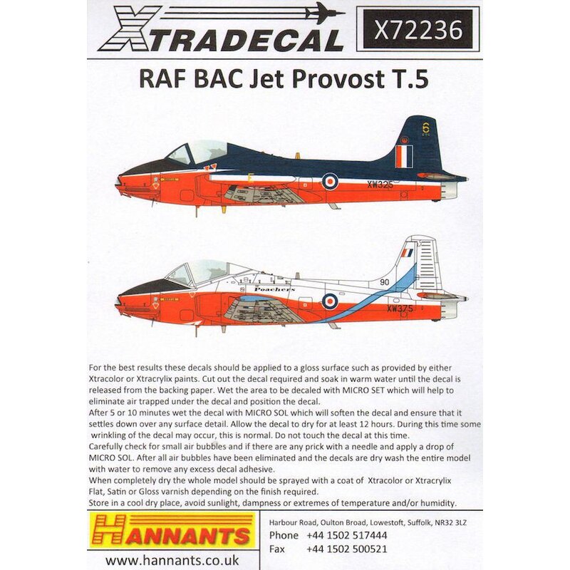 Sticker BAC Jet Provost T.Mk.5 RAF (11)Includes 5 Display Teams, Linton Blades, Gemini Pair, The Swords, The Poachers and Red Pe