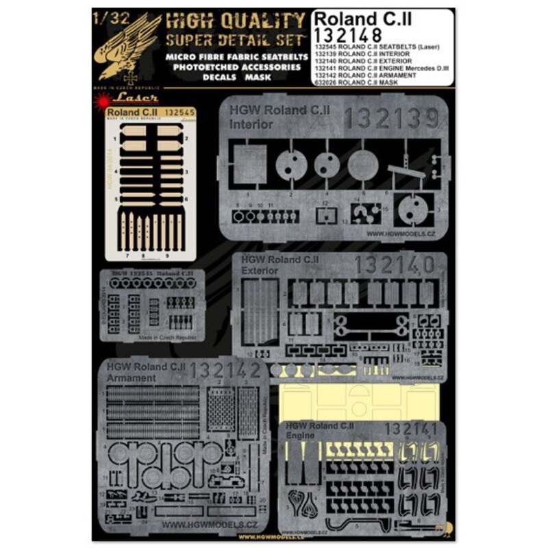 Roland C.II - Super Detail De set bevat al deze HGW stelt HGW132545 + 139 + 140 + 141 + 142 + 632026 (ontworpen om te worden geb